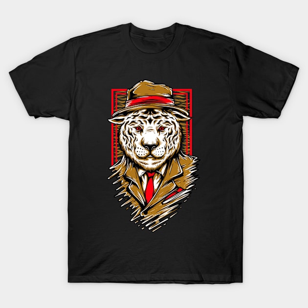 Mafia Animal With Hat Gift Idea Motif Design T-Shirt by Shirtjaeger